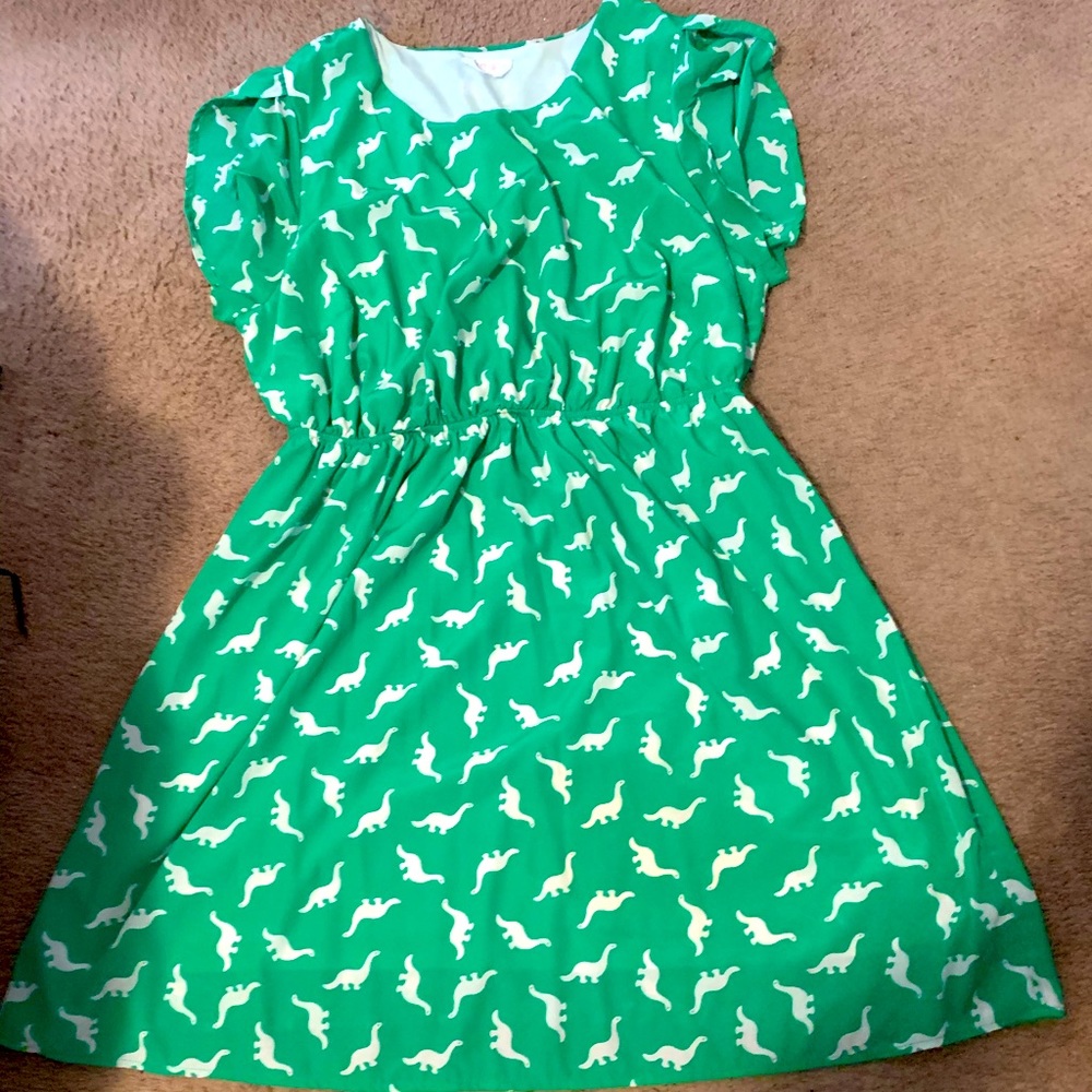 Green dinosaur dress